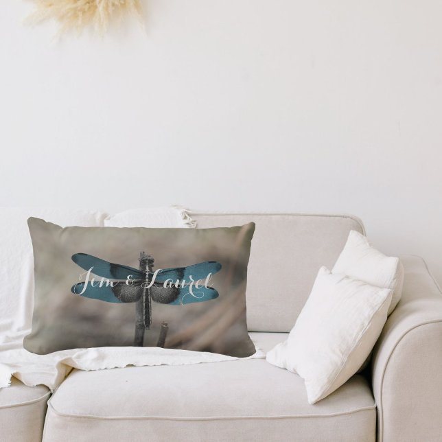 Cojín decorativo Personalizado de la libélula azul (accents with special memories)