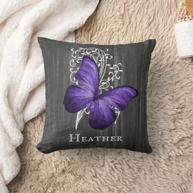 Cojín decorativo personalizado de la mariposa púrp (Manta)