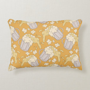 Cojín Decorativo Personalizado De La Mug De Cerveza: Vintage Seamle