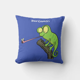 Cojín Decorativo Personalizado de lagarto de camaleón verde lindo