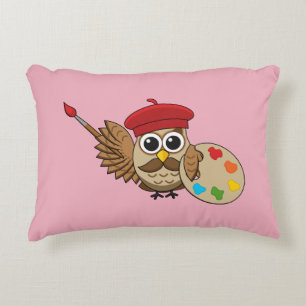 Cojín Decorativo Personalizado de Lechuza Cute Painter
