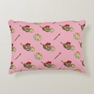 Cojín Decorativo Personalizado de Lechuza Cute Painter