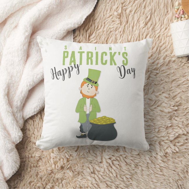 Cojín Decorativo Personalizado de Leprechaun del Día de San Patrici (Manta)