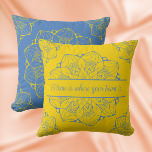 Cojín decorativo personalizado de Mandala azul y a