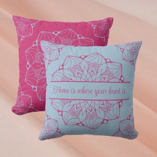 Cojín decorativo personalizado de Mandala azul y r