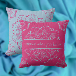 Cojín decorativo personalizado de Mandala rosa y a