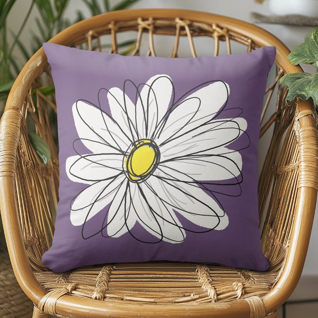 Cojín Decorativo Personalizado de margarita y marrón amarilla (Daisy Pillow)