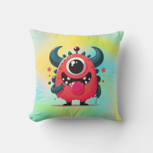 Cojín Decorativo Personalizado de Monstruo Naranja Cute-67423