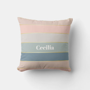 Cojín Decorativo Personalizado de oro azul rosado franjas de bloque