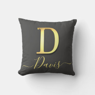 Cojín Decorativo Personalizado de oro elegante Monograma D Nombre C