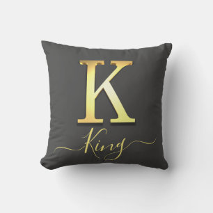 Cojín Decorativo Personalizado de oro elegante Monograma K Nombre C