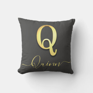 Cojín Decorativo Personalizado de oro elegante Monograma Q Nombre C