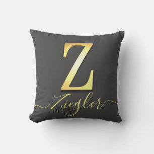 Cojín Decorativo Personalizado de oro elegante Monograma Z Nombre C