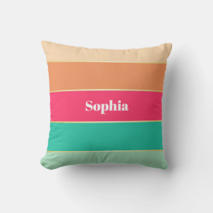 Cojín Decorativo Personalizado de oro rosa verde franjas de bloque 