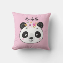 Cojín decorativo personalizado de panda rosado