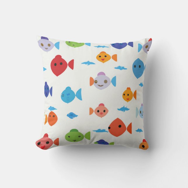 Cojín Decorativo personalizado de peces divertidos (Anverso)