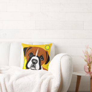 Cojín Decorativo Personalizado de perro de Sad Face Boxer
