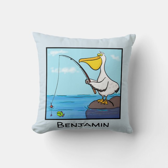 Cojín Decorativo Personalizado de pesca feliz (Anverso)