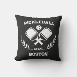 Cojín Decorativo Personalizado de Pickleball Boston 2025 Black