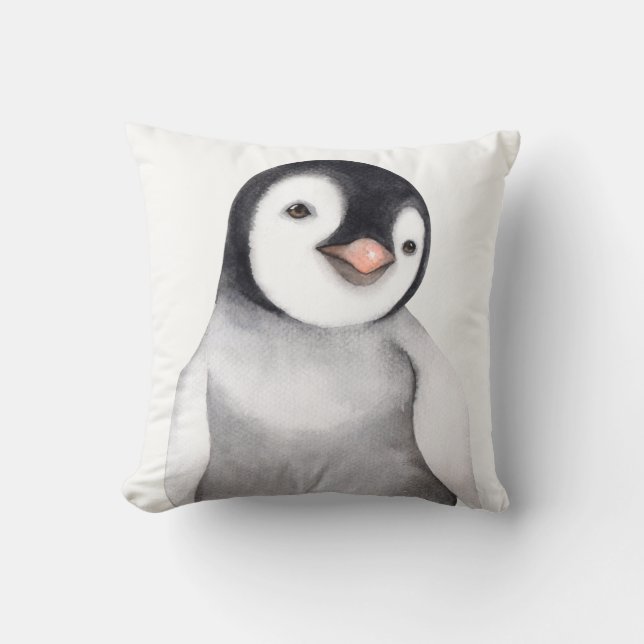 Cojín Decorativo Personalizado de pingüino cutáneo (Anverso)