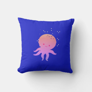 Cojín Decorativo Personalizado de pulpo de bebé rosado