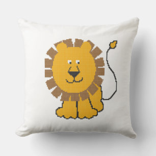 Cojín Decorativo Personalizado de puntos cruzados divertidos Lion