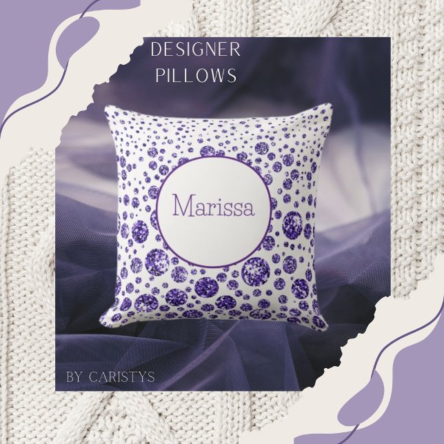 Cojín decorativo personalizado de puntos púrpura (Subido por el creador)