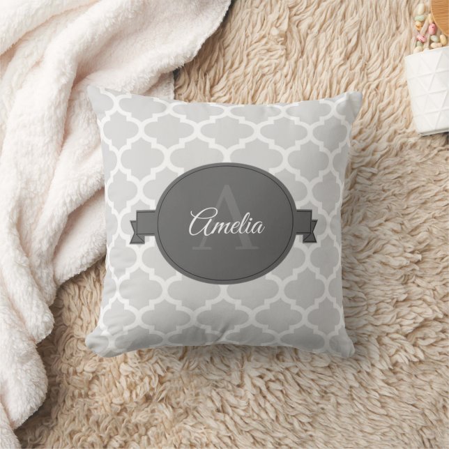 Cojín decorativo personalizado de quatrefoil gris (Manta)