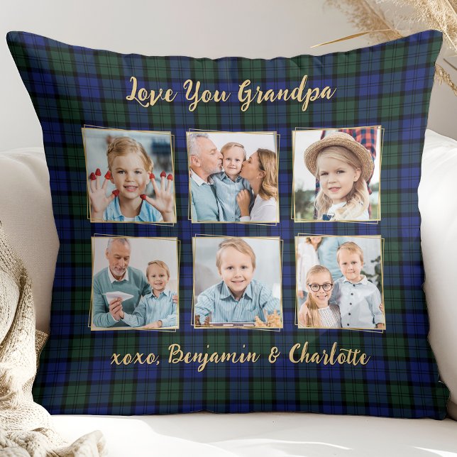 Cojín Decorativo Personalizado de regalo de abuelo Collage de fotos (Subido por el creador)