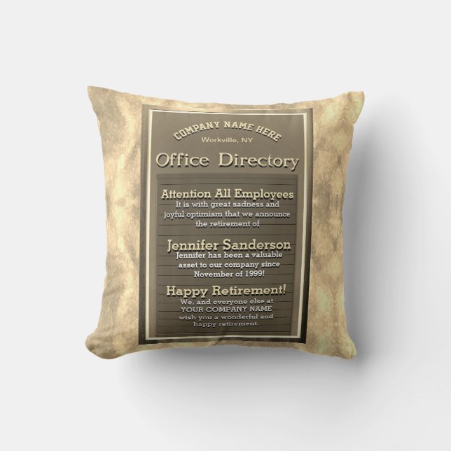 Cojín Decorativo Personalizado de regalo de jubilación Rótulo Golde (Anverso)