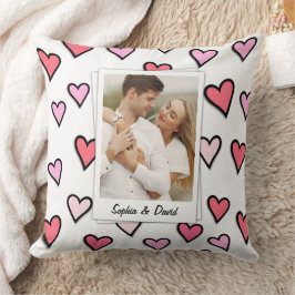 Cojín Decorativo Personalizado de San Valentín Foto Monograma Forma