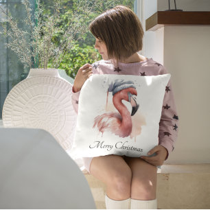 Cojín Decorativo Personalizado de Santa Claus Snowbird Flamingo