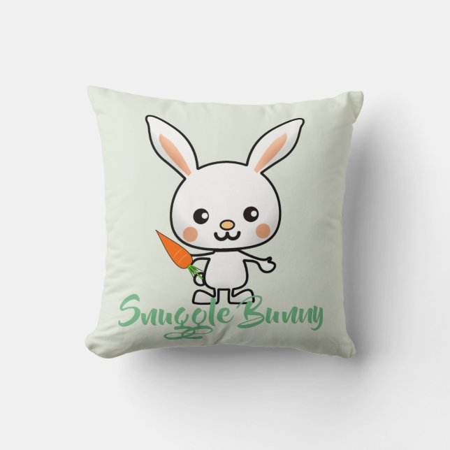 Cojín Decorativo Personalizado de Snuggle Bunny Kawaii (Anverso)