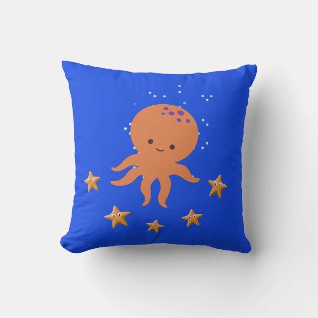 Cojín Decorativo Personalizado de Starfish de Octopus Cute (Anverso)