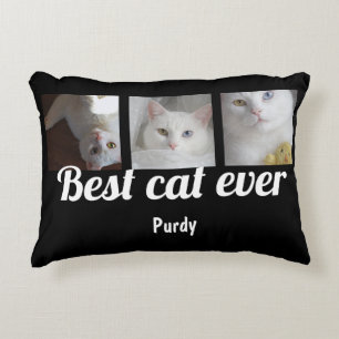 Cojín Decorativo Personalizado de texto y foto del mejor gato de la