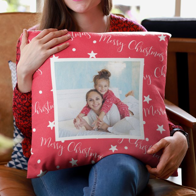Cojín Decorativo Personalizado de tía Niece Foto Navidades rojos (Aunt Niece Custom Photo Red Christmas Throw Pillow
)