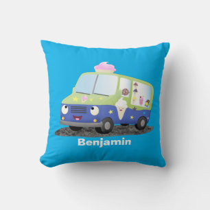 Cojín Decorativo Personalizado de un camión de helados alegre