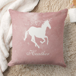 Cojín decorativo personalizado de Unicornio rosa