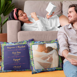 Cojín Decorativo Personalizado del aniversario de Blue Hydrangeas B