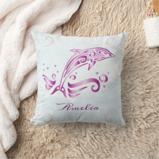 Cojín decorativo personalizado del delfín magenta