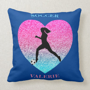 Cojín decorativo personalizado del fútbol chica