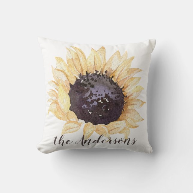 Cojín decorativo personalizado del girasol amarill (Anverso)