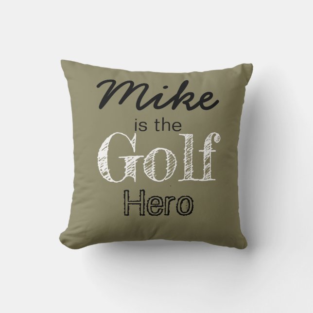 Cojín decorativo personalizado del héroe del golf (Anverso)