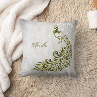 Cojín decorativo personalizado del Peacock Gold