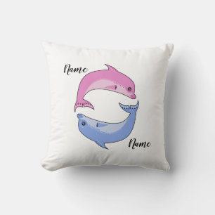 Cojín Decorativo Personalizado delfines lindos niños ilustracion pe