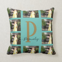 Personalizado Diez Collages de fotos Monograma Coj