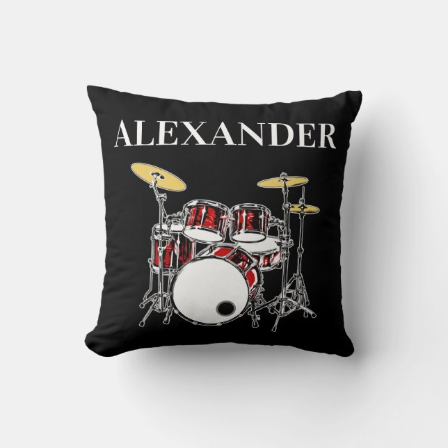 Cojín Decorativo Personalizado Drummer Rock & Roll Music Drums Músi (Anverso)