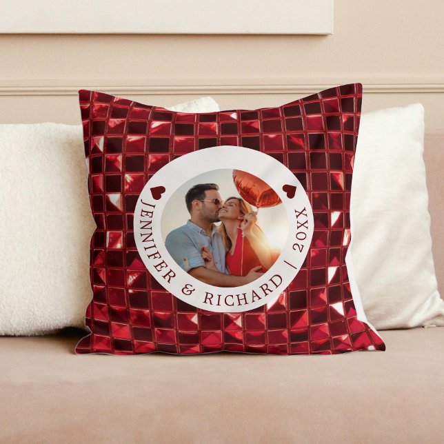 Cojín Decorativo Personalizado El día de San Valentín de cerezas co (Custom Cherry Valentine's Day with Photo & Text Throw Pillow)
