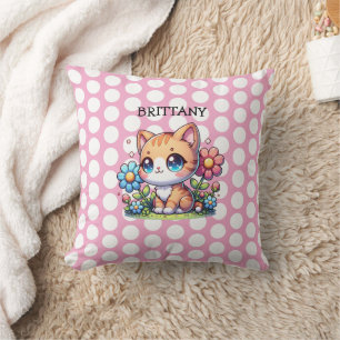 Cojín Decorativo Personalizado el gato curado de Naranja Kitty en l