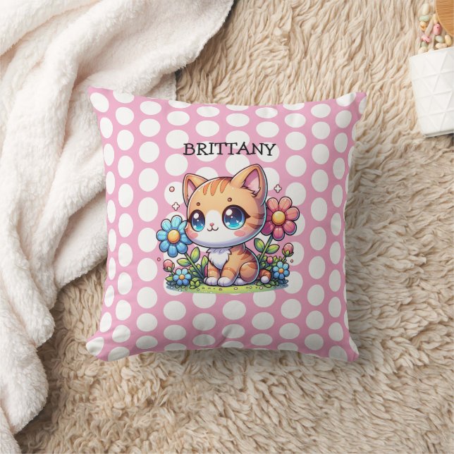 Cojín Decorativo Personalizado el gato curado de Naranja Kitty en l (Manta)